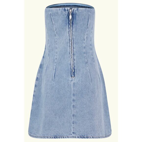 MESHKI Akira Embroidered Denim Mini Dress - M - Picture 1 of 6